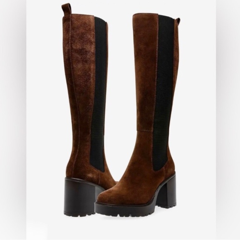 Steve Madden Deegan Dark brown Suede Tall Knee-High lug sole Boots size 10 new